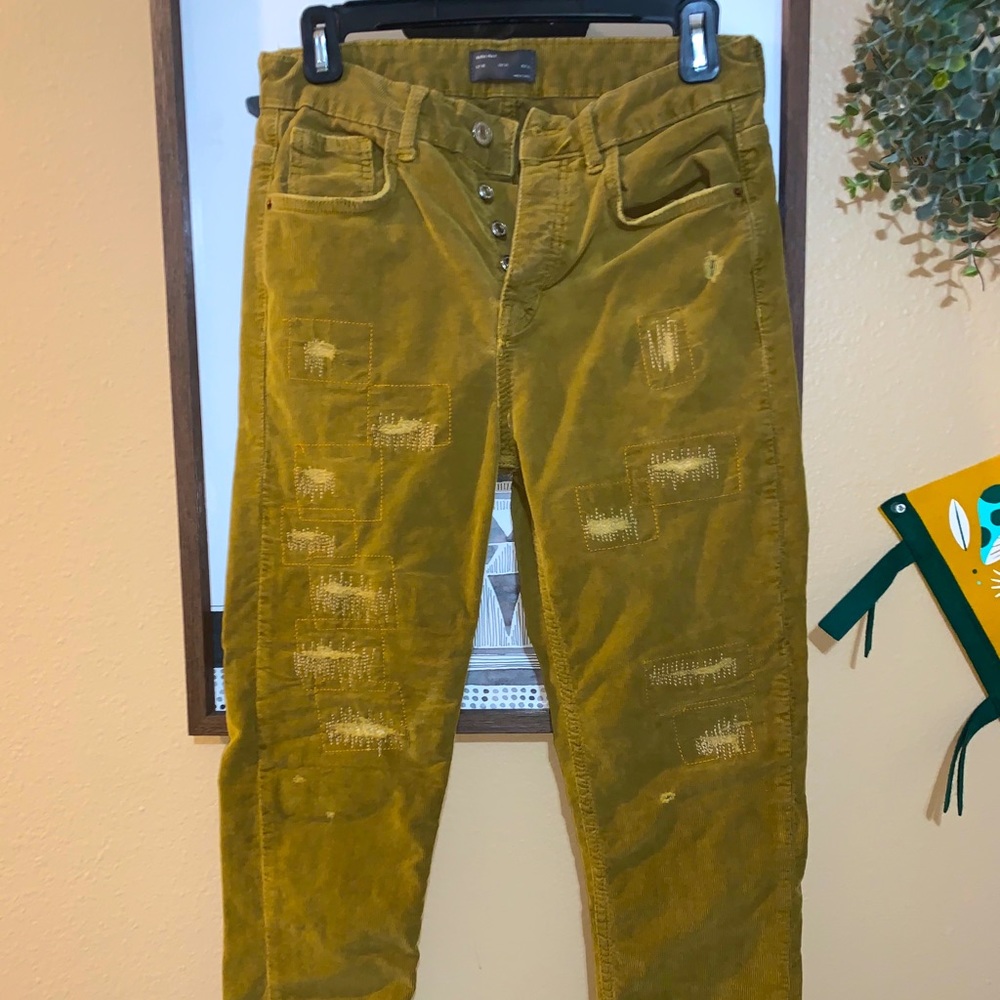 Zara Patch-work Corduroy Pants